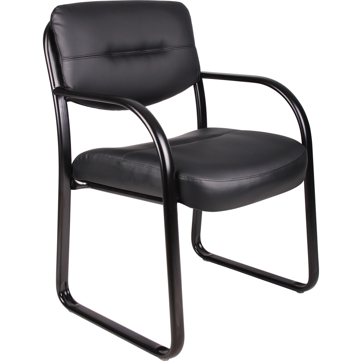 Side Chair, Black Leather, Black