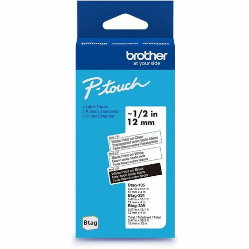 Tape, Btag, White Clear, Black White, White Black 3/PK