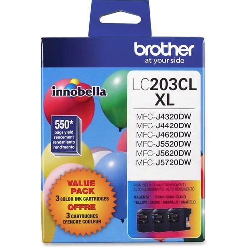 Cartridge, LC203, Cyan, Magenta, and Yellow 3/PK