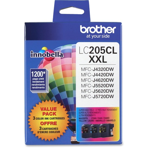 Cartridge, LC205, Cyan, Magenta, and Yellow 3/PK