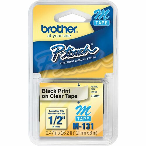 Tape, Label, 1/2", Black/Clear