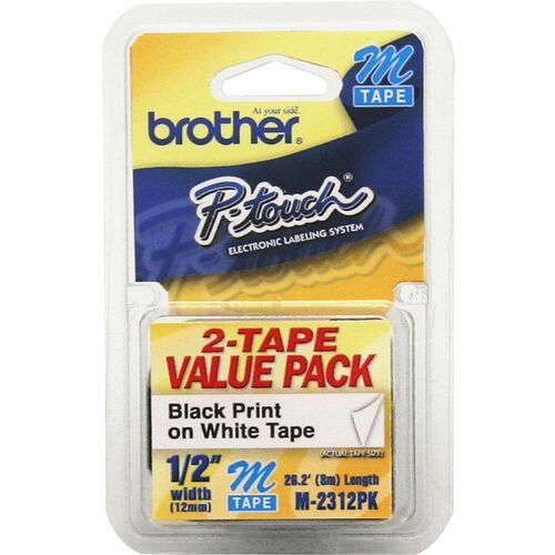 Tape, Label, 1/2" Black/White 2/PK