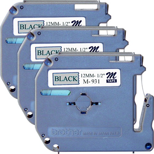 Tape, Label, 1/2", Black/Silver 3/BD
