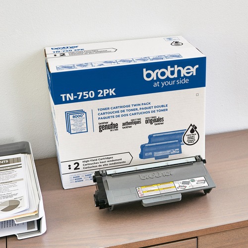 Cartridge, TN750, Black 2/BX