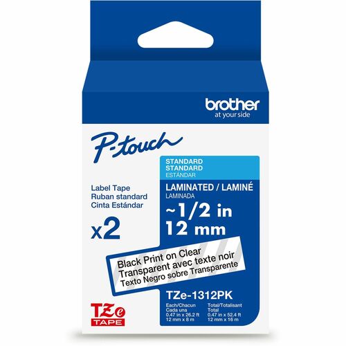 Cartridge, Tape, Black on Clear, 2 2/PK