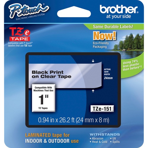 Cartridge, Tape, 1", Black/Clear