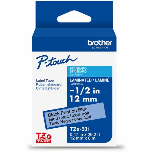 Tape, Label, 1/2", Black/Blue
