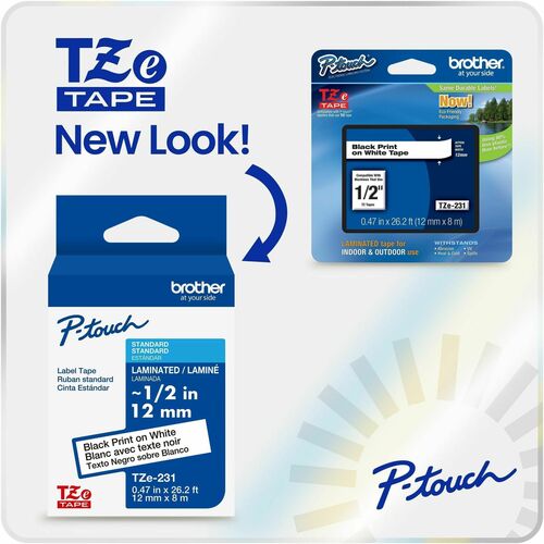 Tape, Label, 1", Black/Blue