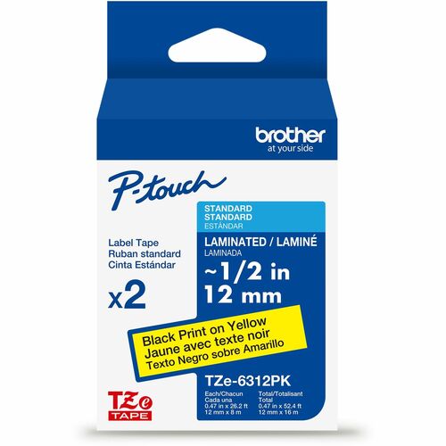 Cartridge, Tape, Black On Yellow, 2 2/PK