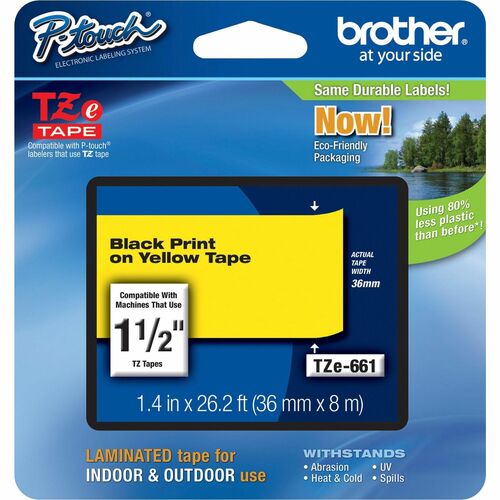 Cartridge, Tape, 1, 1/2", Black/Yellow