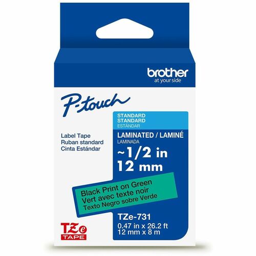 Tape, Label, 1/2", Black/Green