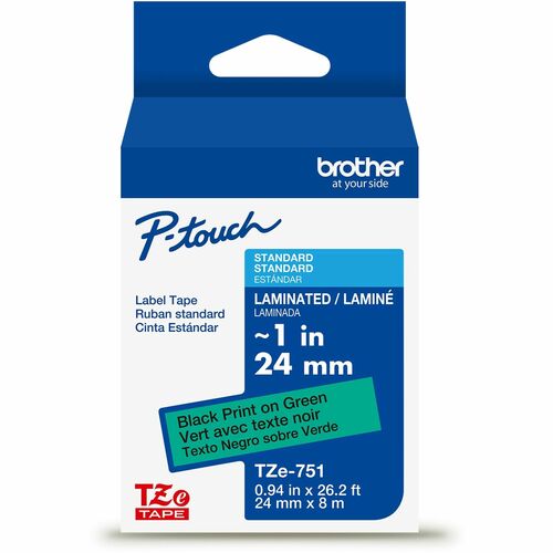 Tape, Label, 1", Black/Green