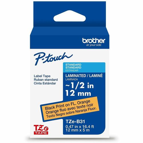 Tape, Label, 1/2", Black/Fluorescent OE