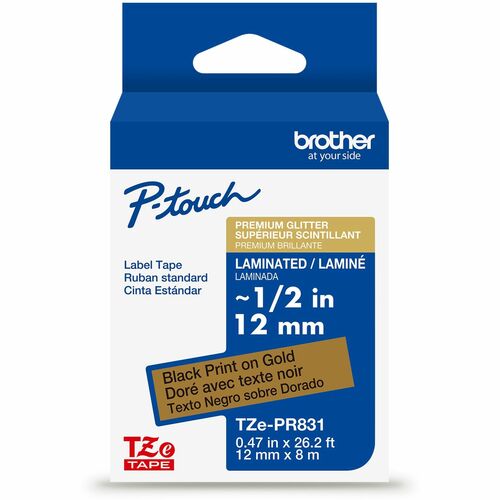 Tape, Label, 1/2", Black/Glossy