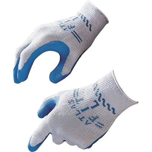 Safety Gloves, Natural Rubber, Large, Blue/Gray 2/PK
