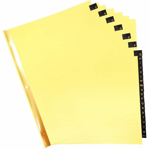 Black Leather Tab Indexes, A-Z, 8-1/2" x 11", Buff
