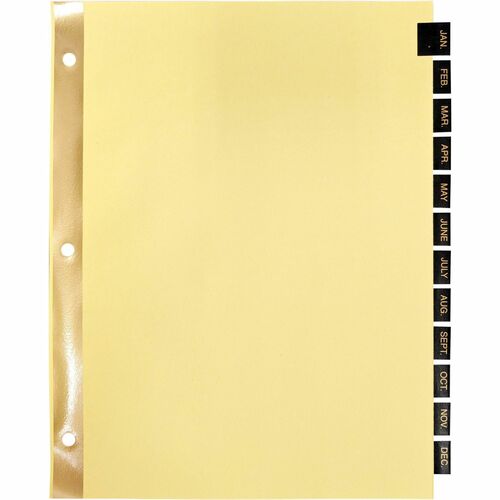 Tab Indexes, Monthly, 8-1/2" x 11", Black Leather, Buff