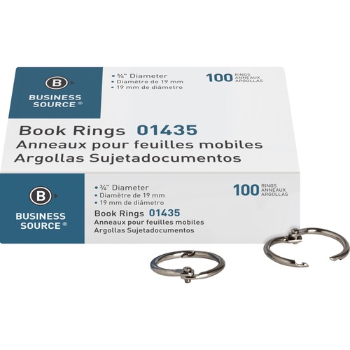 Book Rings, 3/4" Diameter, Silver 100/BX