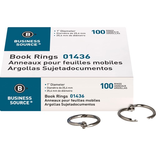 Book Rings, 1" Diameter, Silver 100/BX