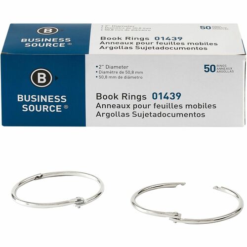 Book Rings, 2" Diameter, Silver 50/BX