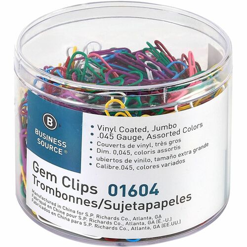 Paper Clips, .045 Gauge, Vinyl Coated, Jumbo, AST 250/BX
