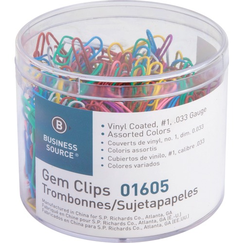 Paper Clips, .033 Gauge, Vinyl Coated, Size No. 1, AST 500/BX