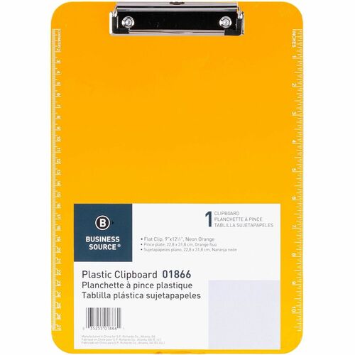 Clipboard, Plastic, Neon Orange