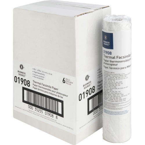Fax Paper, 1/2" Core, "H" Sensitivity, 8-1/2"x98', WE 6/CT