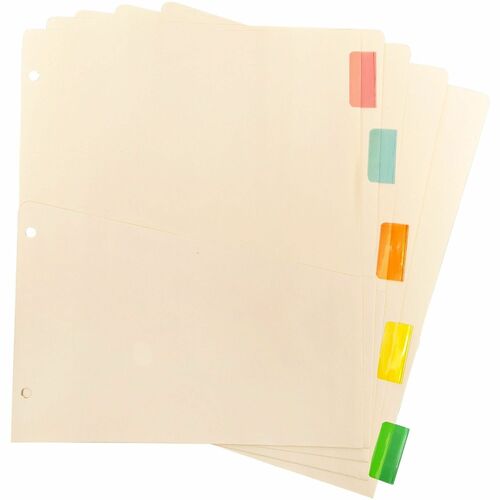 Ring Binder Dividers, With Pocket, 11" x 9", Buff Stock/AST