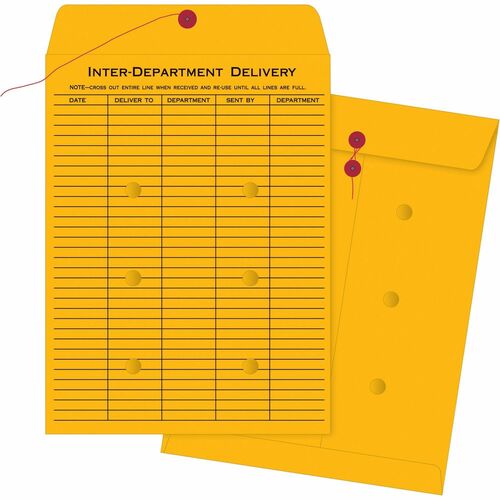 Inter-Dept Envelopes, Str/Button, 32 lb, 10" x 15", Black Flat 100/BX