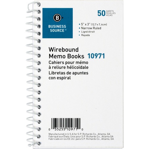 Book, Memo, Side-Open, 3x5, White 12/DZ