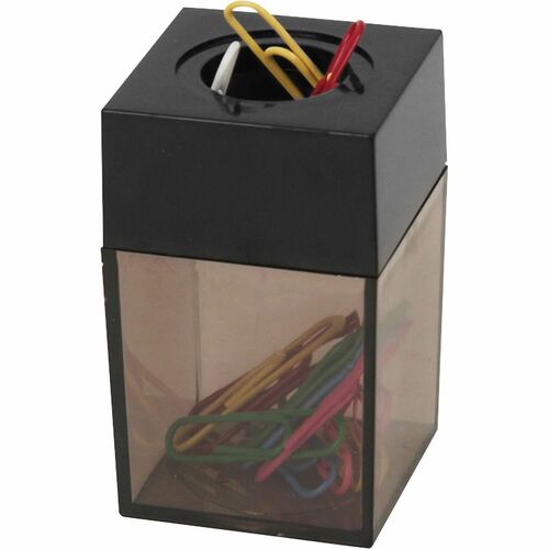 Dispenser For Paper Clips, Magnetic, 2"x3", Smoke/Black