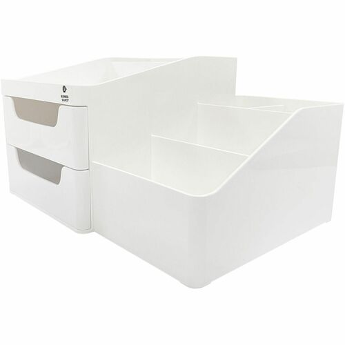 Desktop Organizer, With Drawers, ABS, 10-7/10" x 7-3/5" x 5-7/10", White