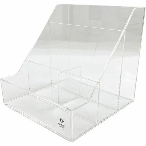 Desktop Organizer, 4 Compartment, Acrylic, 5-3/5" x 5-3/5" x 5-1/2", Clear