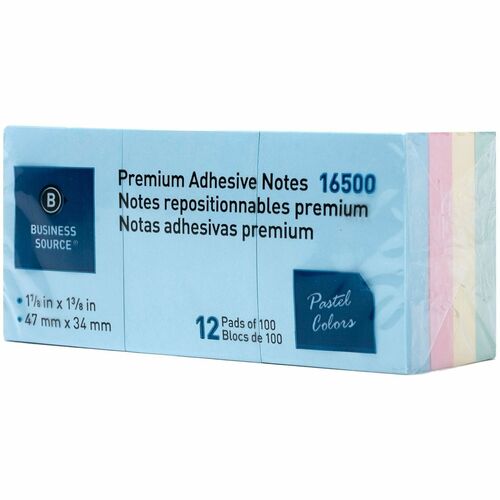 Notes, Adhesive, 1.5 x 2, Pastel 12/PK