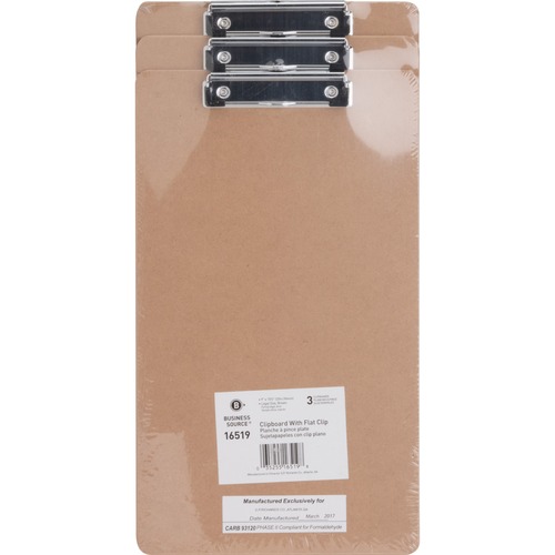 Clipboard, Flat Clip, Legal, Brown 3/PK