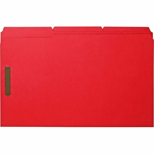Fastener Folders, With 2-Ply Tab, 1/3 AST Tab, Legal, Red 50/BX