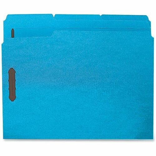 Fastener Folders, w/2-Ply Tab, 1/3 AST Tab, Ltr, Blue 50/BX