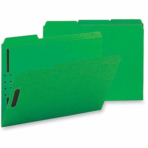 Fastener Folders, W/2-Ply Tab, 1/3 AST Tab, Letter, Green 50/BX