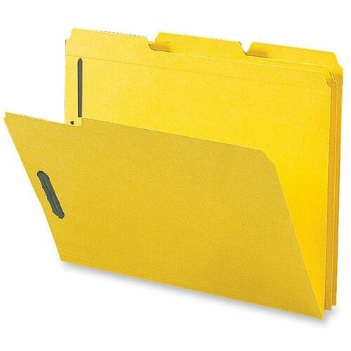 Fastener Folders, W/2-Ply Tab, 1/3 AST Tab, Ltr, Yellow 50/BX