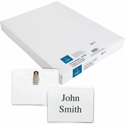Name Badge Kit, Top-Loading, With Clip, 3"x4", Clear 50/BX