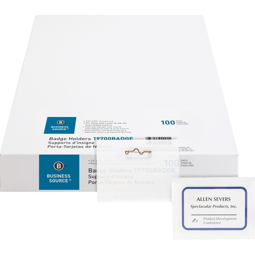 Name Badge Kit, With Inserts, Side Load, 2-1/4" x 3-1/2", Clear 100/BX