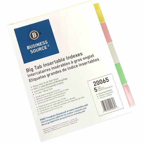 Dividers, Insert, 5-Tab, Multi