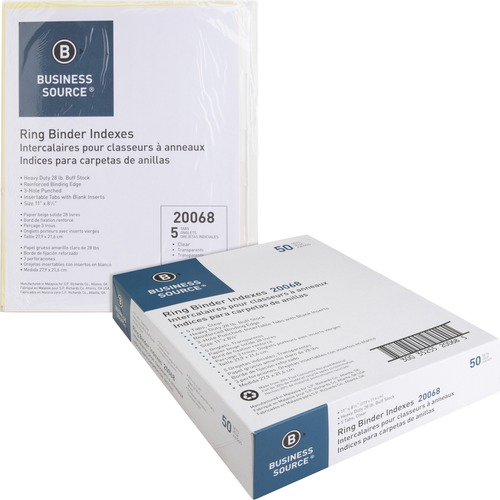 Dividers, Insert, 5-Tab, Clear 50/BX