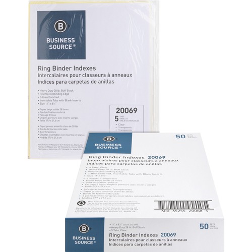 Dividers, Insert, 8-Tab, Clear 50/BX