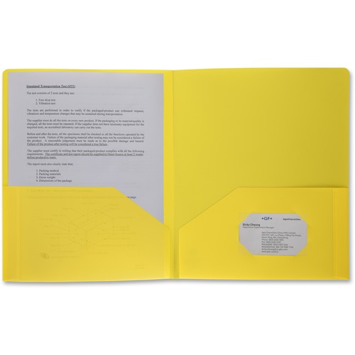 Poly Portfolio, 2 Pocket, Letter, .3mil, Yellow