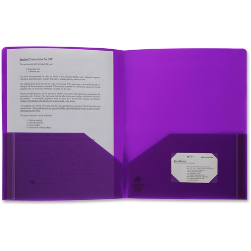 Poly Portfolio, 2 Pocket, Letter, .3mil, Purple