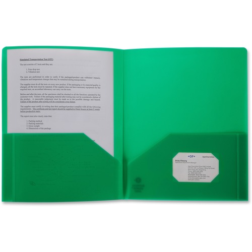 Poly Portfolio, 2 Pocket, Letter, .3mil, Green