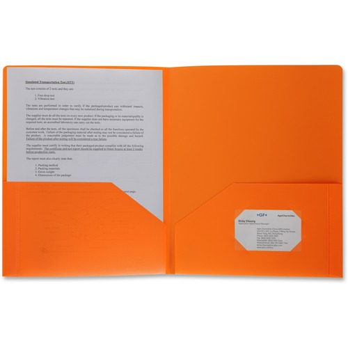 Poly Portfolio, 2 Pocket, Letter, .3mil, Orange