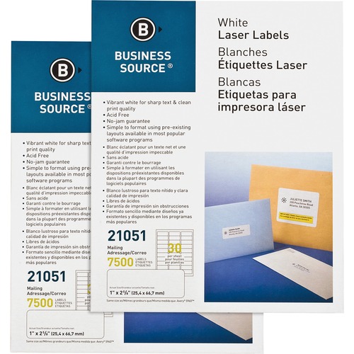 Label, IJ/LSR, 1x2.6, White, 7500 2/CT